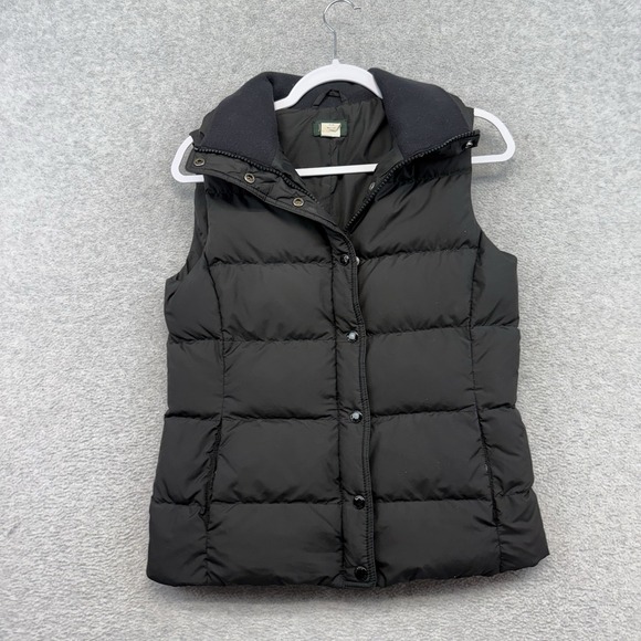 J.CREW Jackets & Blazers - J.Crew Vest Womens XS Black Quilted Down‎ Puffer Snap Zip Pockets Outdoor